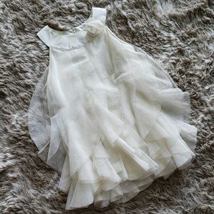 Healthtext White and Gold Tulle Dress 3t